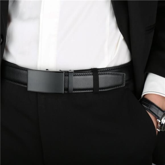 Men's Real Leather Ratchet Dress Casual Belt, Cut to Exact Fit,Elegant Gift Box - Picture 4 of 7